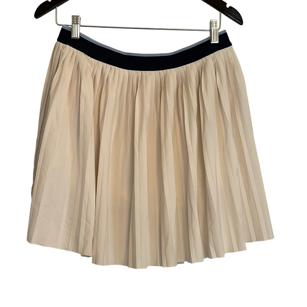 Cobble Lane‎ XL Pleated Tennis Skort Cream Beige Navy Blue Elastic Waist Active